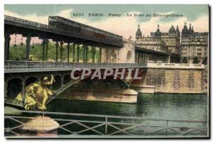 Old Postcard Paris Passy Le Pont Du Metropolitain Metro