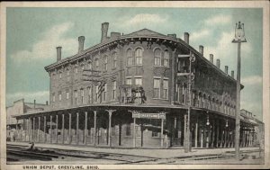 Crestline OH Union Depot Train Station Used 1924 Postcard