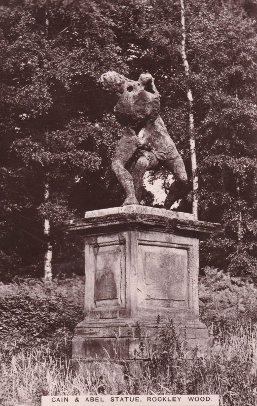 Cain & Abel Statue Rockley Wood Yorkshire Real Photo WW1 Postcard