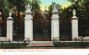 Princeton New Jersey, Princeton University Mean Gateway College Vintage Postcard