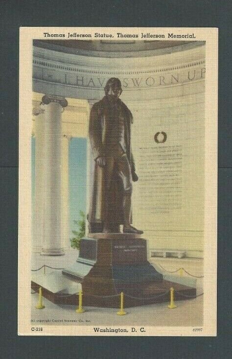 Postcards 1943 Wash DC Thomas Jefferson Memorial Statue Dedicated On Birth 1723