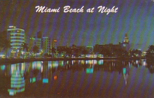 Florida Miami Beach At Night Looking Across Lake Pancoast