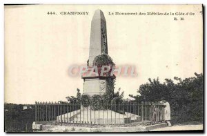 Old Postcard Champigny The Monument Mobile Cote d & # 39Or children Militaria