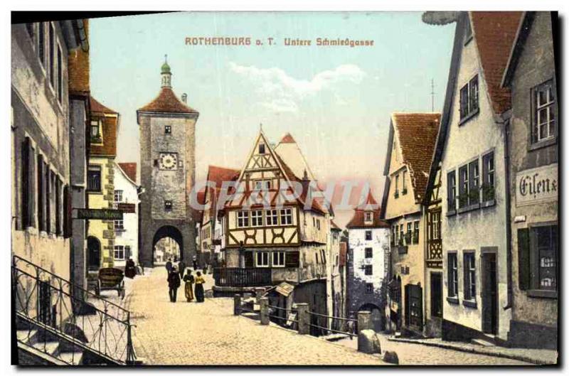 Old Postcard Rothenburg ob Untere Schmiedgasse