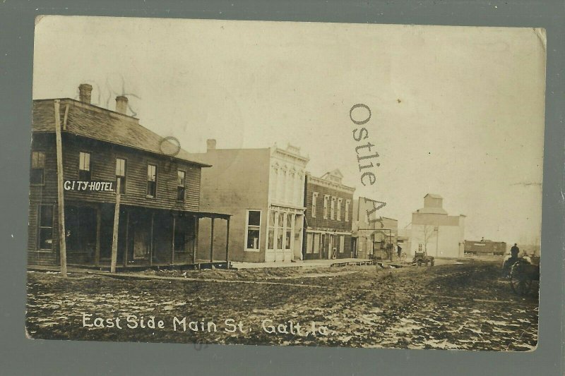 Galt IOWA RP 1910 MAIN STREET nr Clarion Dows Latimer Belmond GHOST TOWN? 32 ppl