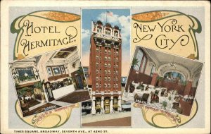 New York City NYC NY Hotel Herbitage Multi-View Art Deco Vintage Postcard