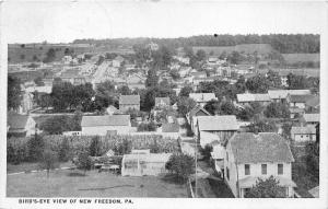 New Freedom Pennsylvania Bird's Eye View~Houses~Greenhouse? in Yard~'28 Postcard