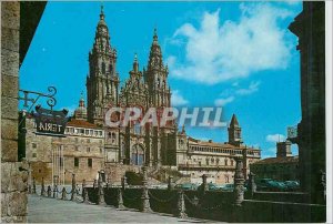 Modern Postcard Santiago de Compostela Cathedral Facade of Obradoiro and outd...