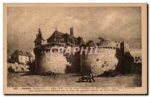 Ancenis Old Postcard 1840 Old castle's towers & # 39entree