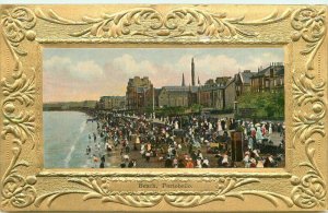 Scotland UK Fancy Gold Border C-1910 Beach Portobello postcard 21-13219