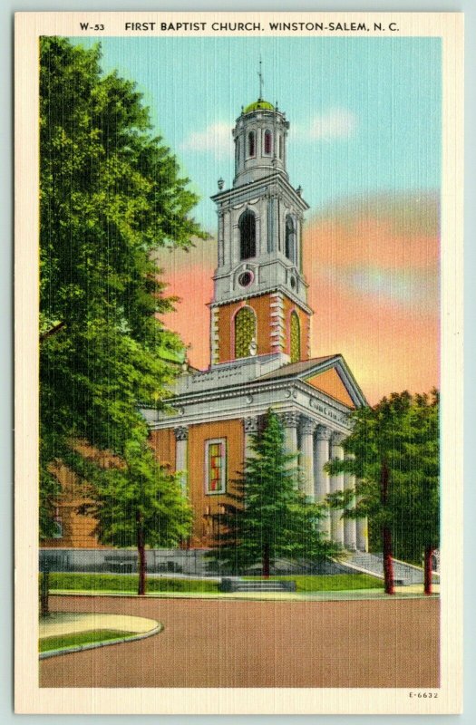 Winston Salem North Carolina~First Baptist Church~Cupola~Stained Glass~Linen 