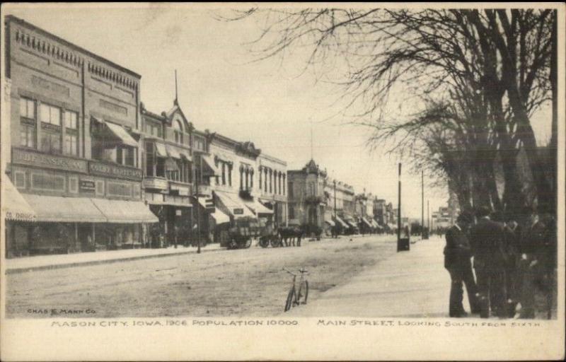 Mason City IA Main St. c1905 Postcard