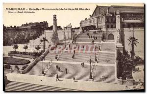 Old Postcard Marseille Staircase Monument De La Gare St Charles