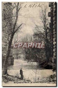 Old Postcard Roquefavour Through Aqueduct Fishing Fisherman