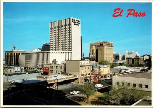 VINTAGE CONTINENTAL SIZE POSTCARD EL PASO TEXAS DOWNTOWN EARLY 1980s