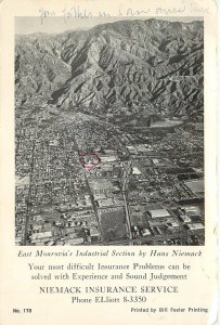 Postcard Niemack Insurance Service Monrovia CA Advertising Card San Gabriel Mts.