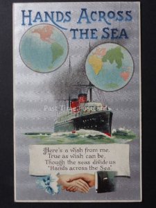 Greeting: HANDS ACROSS THE SEA Australia / England c1912 QV 1d VICTORIA STAMP