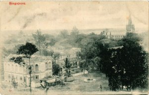 PC CPA SINGAPORE, CHURCH IN THE DISTANCE, Vintage Postcard (b18655)