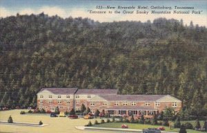 Tennessee Gatlinburg New Riverside Hotel Entrance To The Great Smoky Mountain...