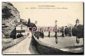 Postcard Old Cahors Val Entree Bridge seen from the Fountain Divona