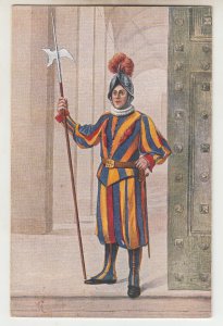 P2733 old postcard vatican, guardia svizzera in basa uniforme