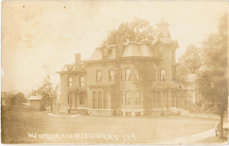 RPPC W. J. Vosler Residence - Meridian New York - Real Photo NY Postcard