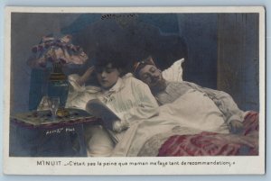 Risque Humor Postcard RPPC Photo Couple Marriage Arjalew France c1910's Antique