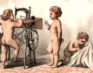 1870s Wheeler & Wilson Sewing Machine Cute Cherubs Sewing P141