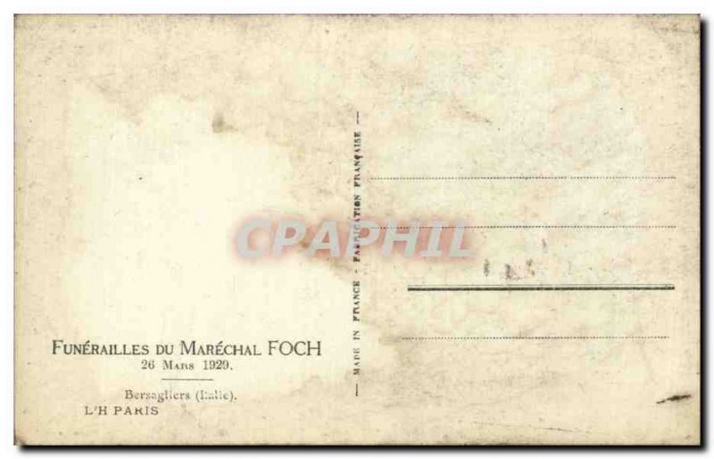 Old Postcard Army Funerals of Marechal Foch March 26, 1929 Bersaglieri Italy