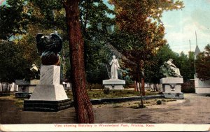 Kansas Wichita View Showing Statuary In Wonderland Park 1910