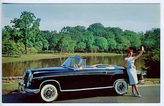 Official Mercedse Benz Black Convertible Advertising Postcard