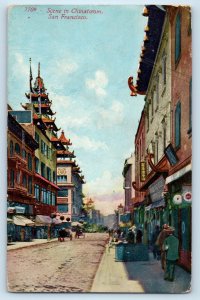 1910 San Francisco California Vintage Postcard Scene Chinatown Building Unposted