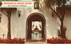 San Clemente CA-California, Richard M. Nixon Main Entrance Home Vintage Postcard