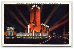 General Motors Building By Illumination Chicago World's Fair 1933 Postcard