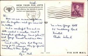 Continental Airlines New 720B Fan Jet Air Line Issued Postcard