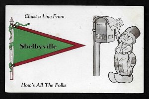 MP Shelbyville, Mich.  PENNANT Dutch boy mailing letter, Chust a Line