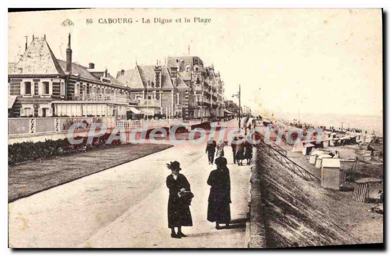 Old Postcard Cabourg La Digue and the beach