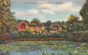 Lily Pond Memorial Park Oklahoma City Oklahoma 1940s linen postcard