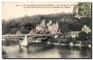 Old Postcard La Varenne Chennevieres The edges of Marne Chennevieres Bridge a...