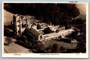 RPPC Fountains Abbey  From the Air  England  Real Photo