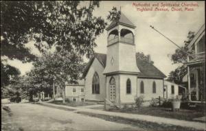 Onset Cape Cod MA Highland Aave Churches c1910 Postcard