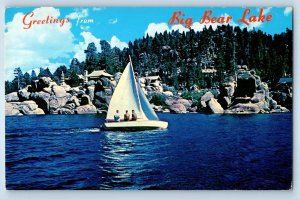 c1968 California Postcard Greetings From Big Bear Lake San Bernardino Mountains