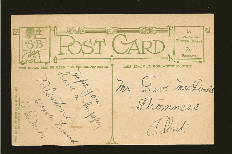 Vintage A LOVE TOKEN Ornate Stedman Bros Brantford Canada Postcard