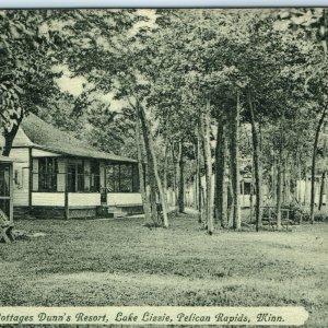 c1910 Pelican Rapids, MN Lake Lizzie Dunns Resort Litho Photo Postcard Bloom A19