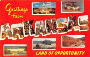 ARKANSAS Large Letter Greetings Land of Opportunity c1960s Vintage Postcard