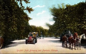 Illinois Chicago Garfield Park Driveway and Fountain