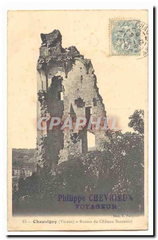 Chauvigny Old Postcard Baronial castle ruins