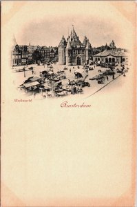 Netherlands Amsterdam Vismarkt Vintage Postcard C091