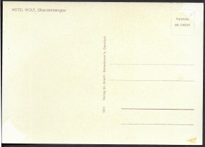 Germany. Oberammergau. Hotel Wolf.  Mint Card Beautiful.