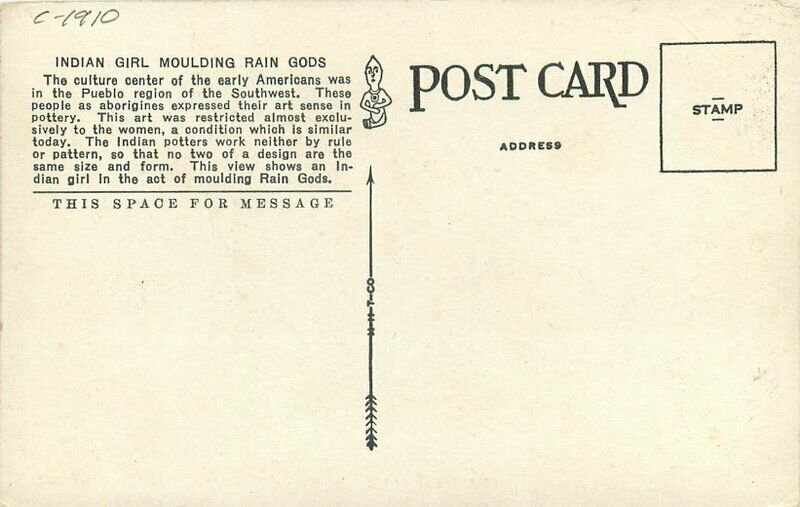 C-1910 Indian Girl Moulding Rain Gods Navajo Rain HHTCO Postcard 20-8098